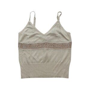 Christian Lacroix beige cream beaded silk tank top size XL